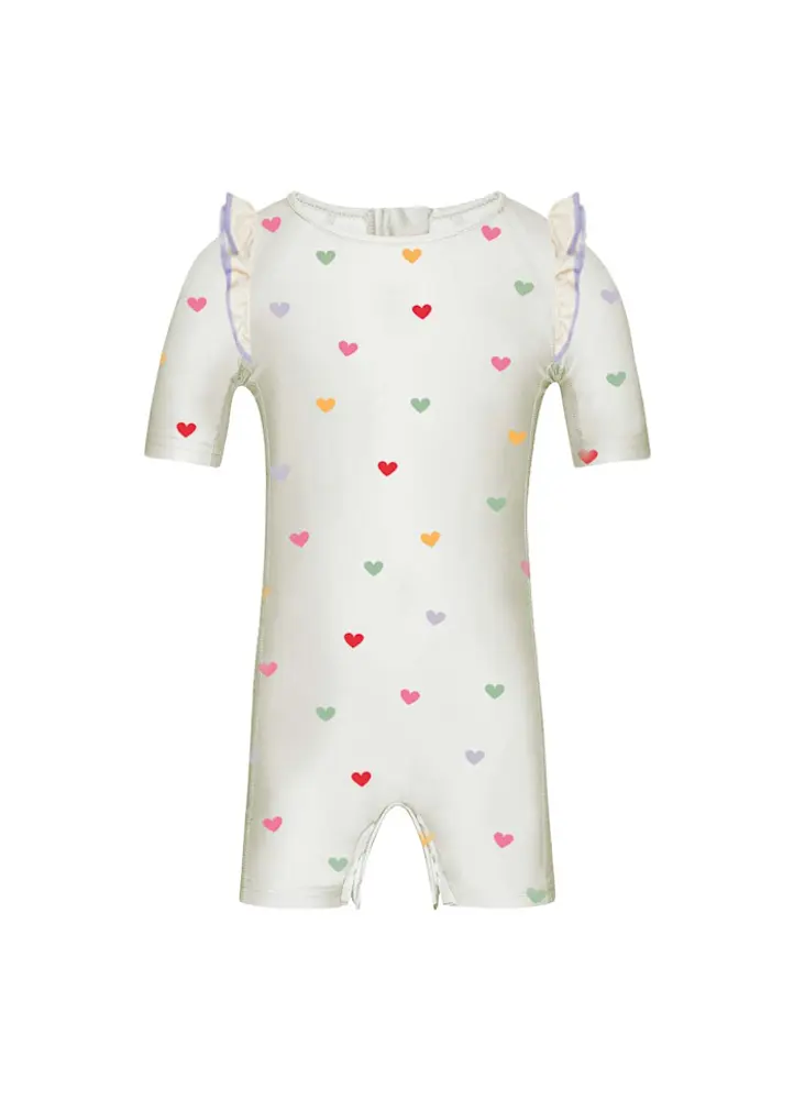 Badeheldragt - Hearts - Cream - 3-6 MDR.