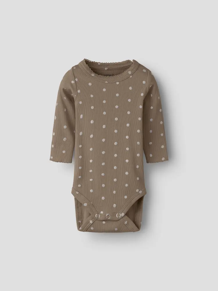 Name It Lona Langærmet Body - Taupe Gray - 74