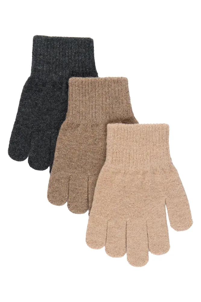 Mikk-Line Magic Handsker 3-Pak - Rose Melange-Melange Denver-Dark Gray Melange - 1-3 ÅR