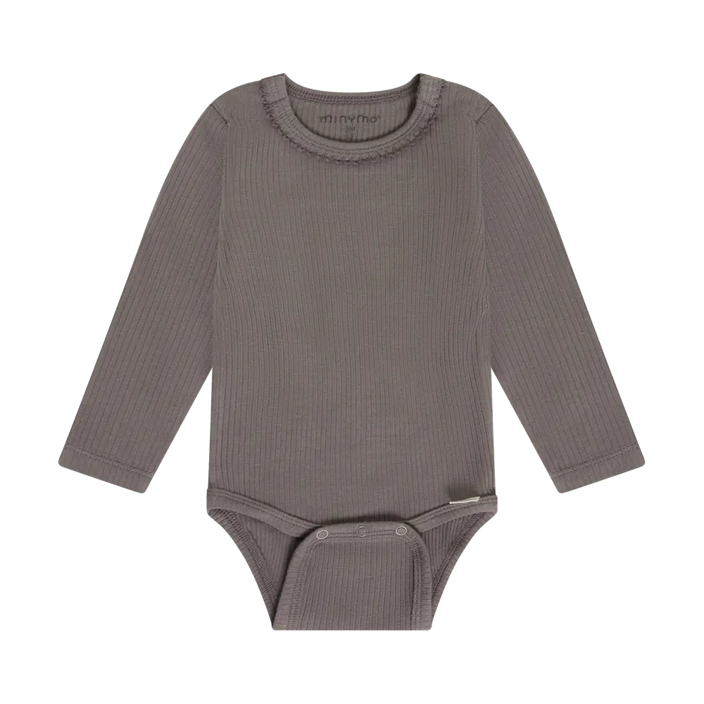 Minymo Langærmet Rib Body - Plum Truffle - 56