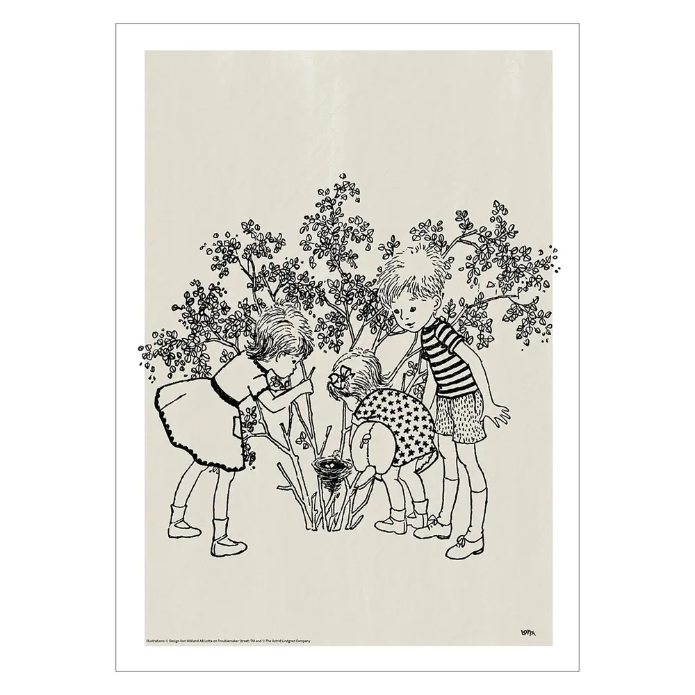 product-Plakat - Astrid Lindgren - Lotta - fugle rede 50x70