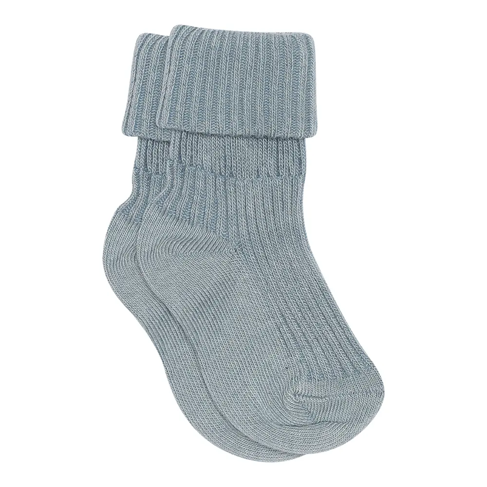 Baby rib ankelstrømpe – Dusty Blue – 17/18
