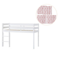 ECO Comfort halvhøj seng hvid, med forhæng rød