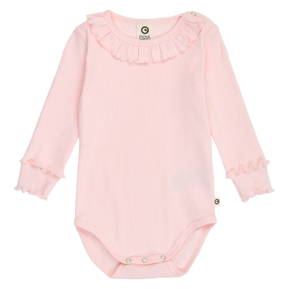 Müsli Cozy Me Langærmet Body Rib m. Flæser - Primrose - 74
