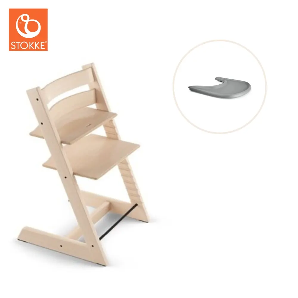 product-Højstol inkl. tray - natur/grå