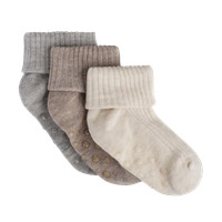 BeKids Rib Strømper m. ABS 3-Pak - Mocha Meringue