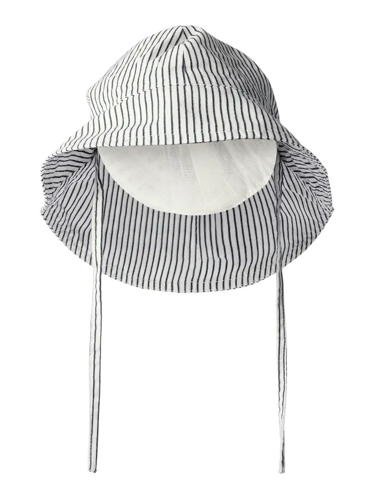 Name It Solhat Cloud Dancer Med Blå Striber - Str. 34-39cm