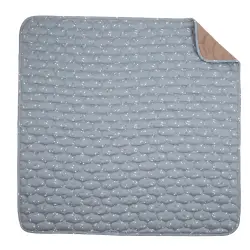 Müsli Tæppe - Quiltet - 90x90 cm - Stars - Jasmin Blue/Balsam Cr