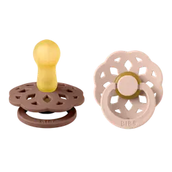 BIBS Rund Boheme Sut - 2-Pak - Str. 2 - Naturgummi - Woodchuck/Blush