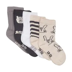 Strømpe m. mønster (5-pak) - White - 27/30