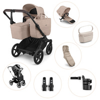 Bugaboo Donkey 6 Kombivogn Inkl. Søskendesæde, Organizer, Kørepose, Kopholder, Højdeadapter Og Regnslag - Desert Taupe Melange