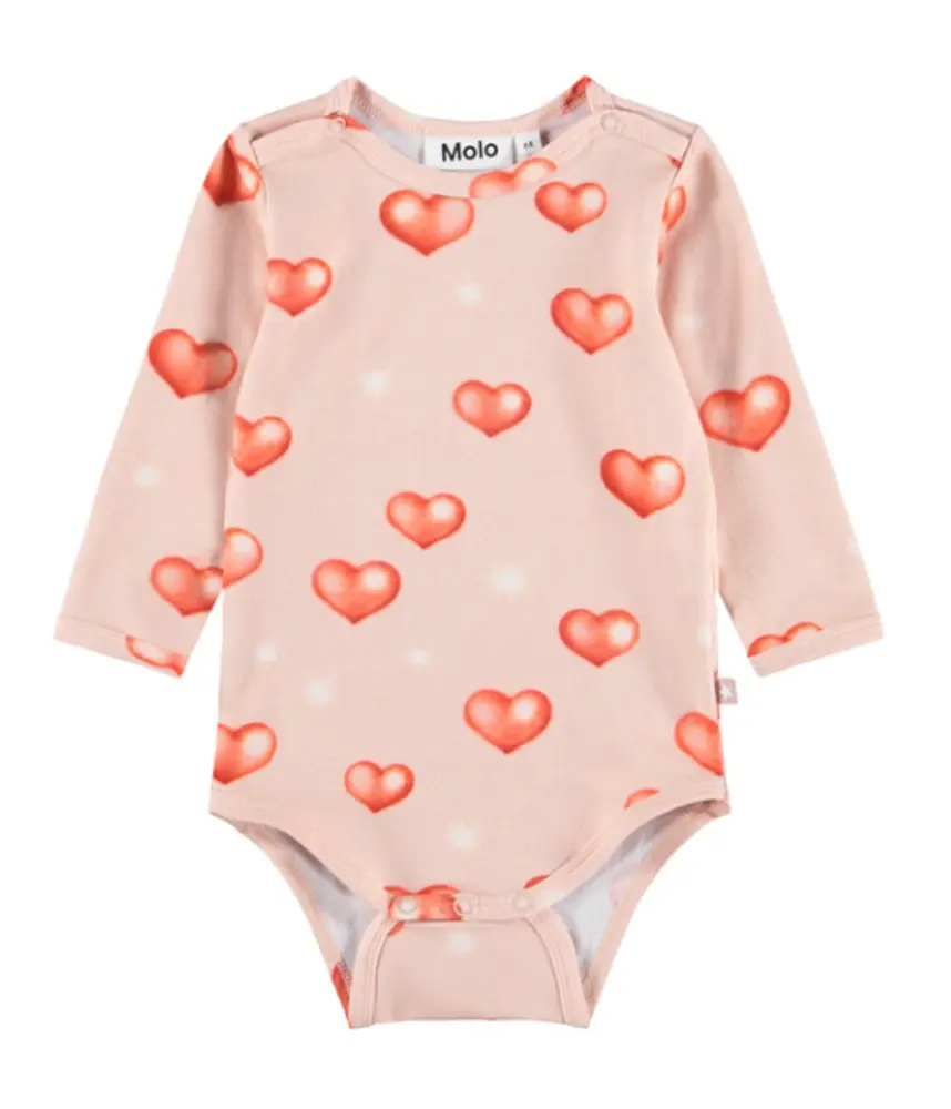 Molo Foss Langærmet Body - Airbrush Hearts - 74