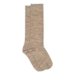 Uld Rib Knæstrømpe - Light Brown Melange - 22/24