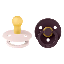 BIBS Rund Colour Sut - 2-Pak - Str. 1 - Naturgummi - Petal/Plum