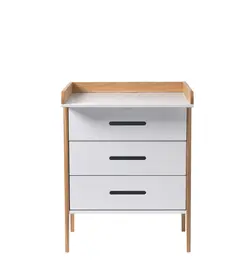 Spoke puslekommode - Hvid/Eg
