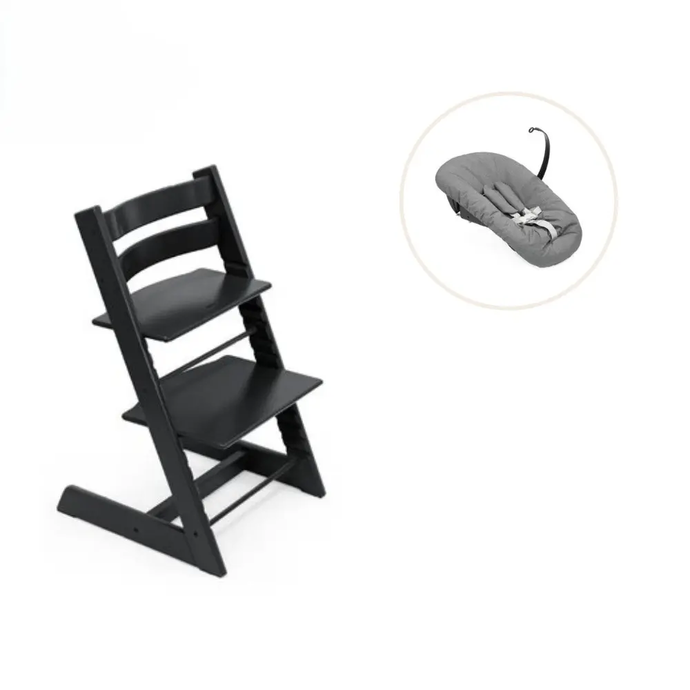 product-Højstol bøg inkl. newborn sæt - sort