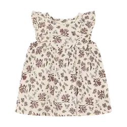 En Fant Kjole - Floral Woven - Eggnog