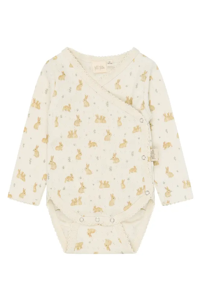 Petit Piao Dio Langærmet Body - Eggnog Rabbit - 62
