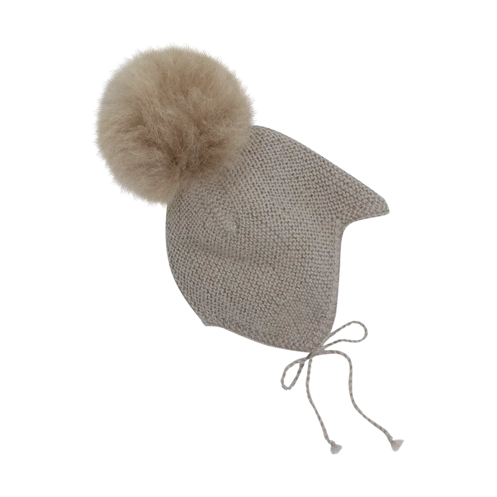 Huttelihut Uldstrikket Alpaca Hjelm m. Pompom - Atmosphere