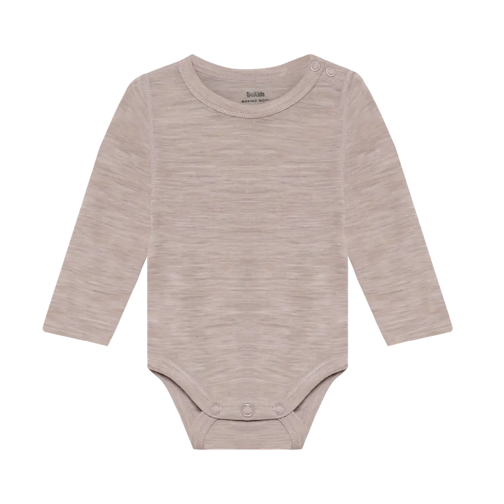 BeKids Uld body langærmet - Mocha Meringue Melange - 90