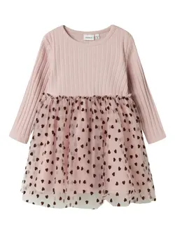 Name It Kjole Burnished Lilac Med Tylskørt Og Hjerteprint - Str. 2y 92cm