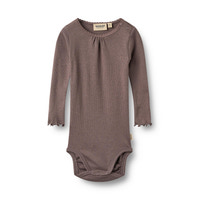 Wheat Lotta Rib Langærmet Body - Plum Truffle