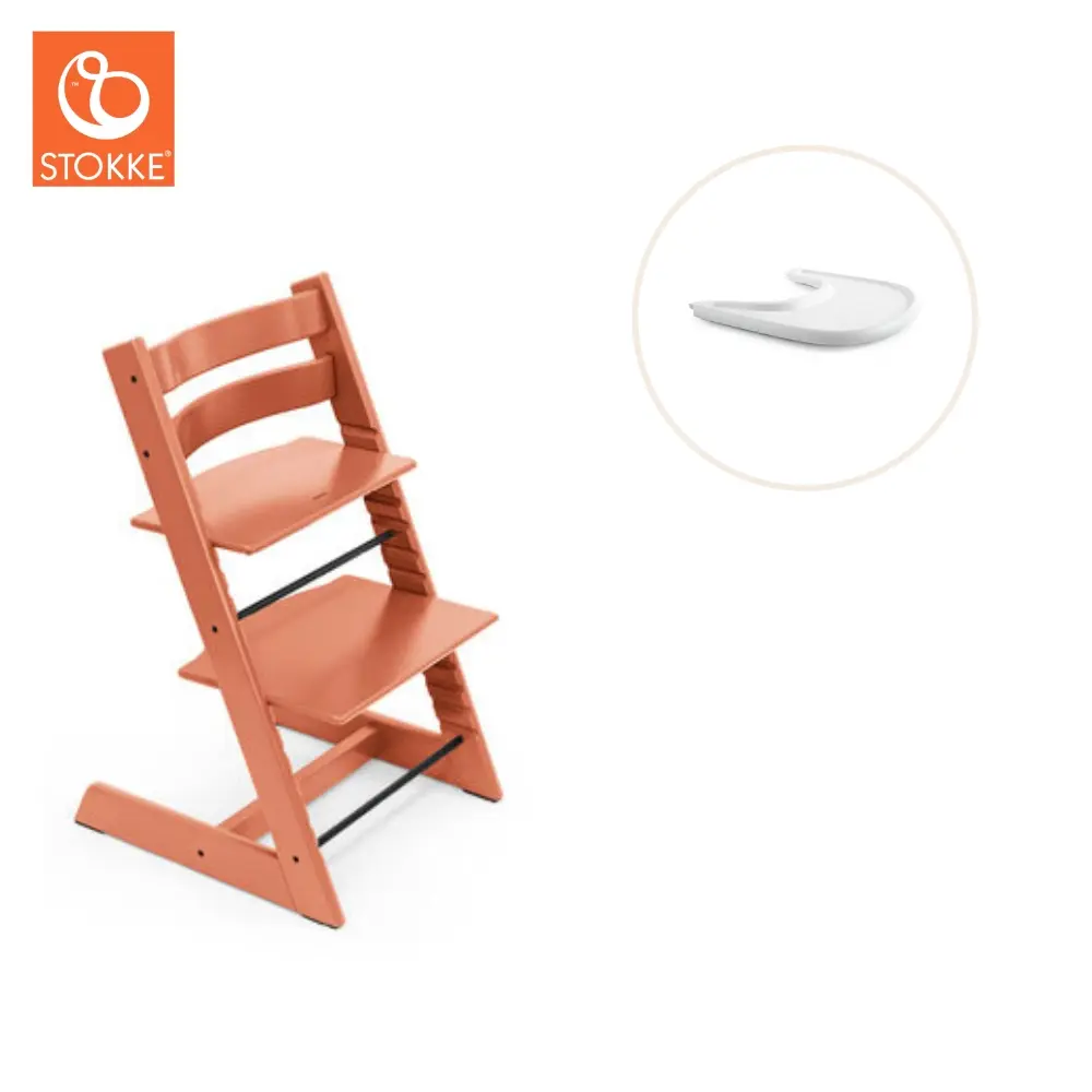 product-Højstol inkl. tray - terracotta/hvid