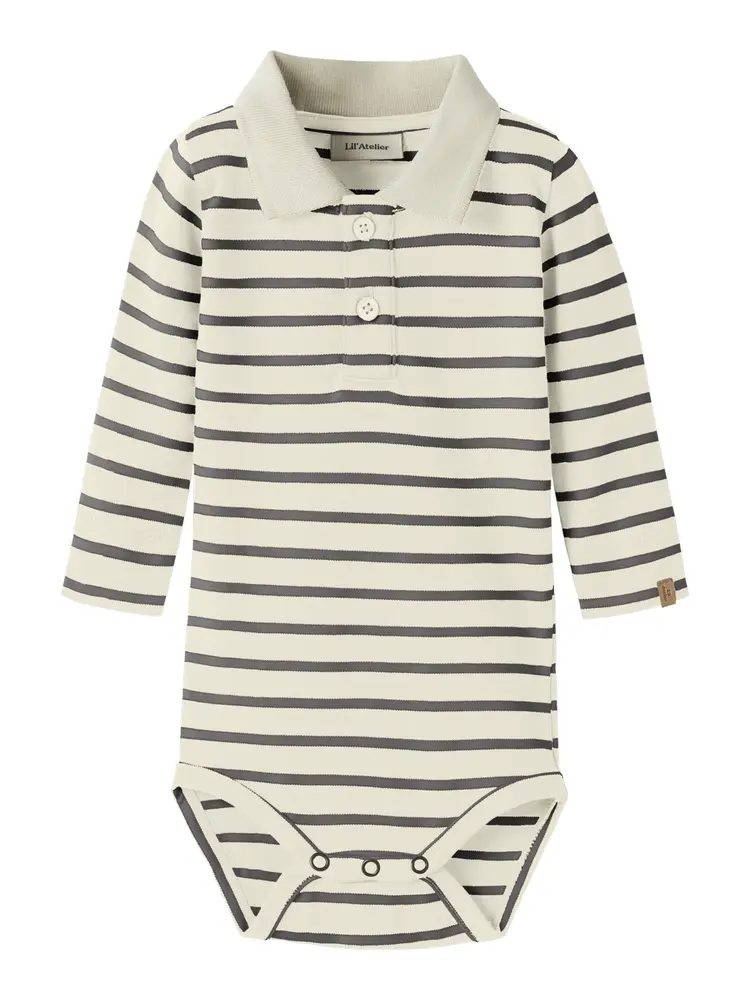 Lil' Atelier Limia Langærmet Polo Body - Turtledove - 86