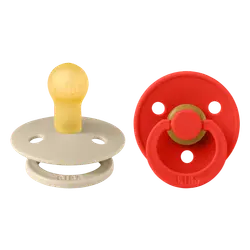 BIBS Rund Colour Sut - 2-Pak - Str. 1 - Naturgummi - Vanilla/Candy Apple