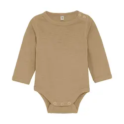 Uld body langærmet body - solid - Light Camel Melange - 70