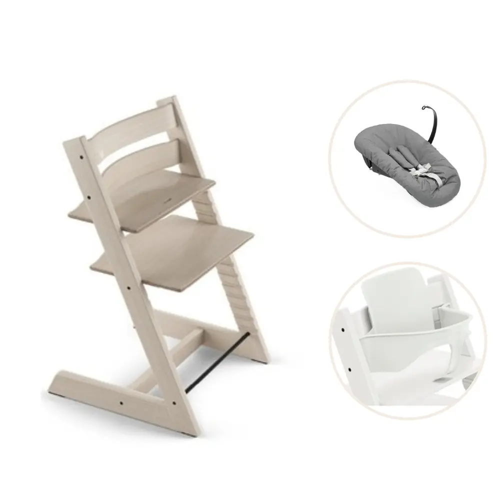 Tripp Trapp Højstol Bøg Inkl. Newborn Sæt Og Babysæt - Whitewash