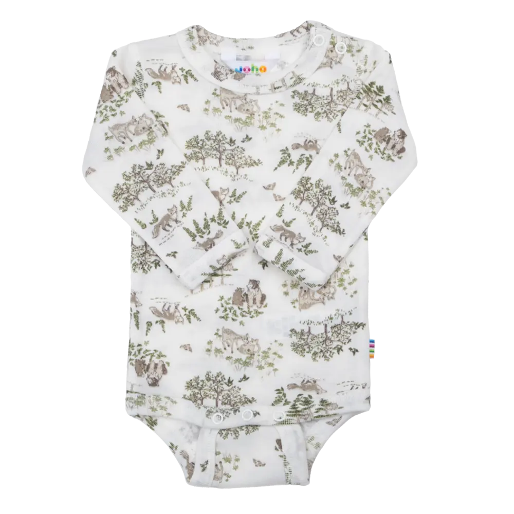 Joha Body l/æ - Uld/Silke - Off White m. Træer