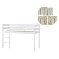 ECO Comfort halvhøj seng hvid, med forhæng grøn