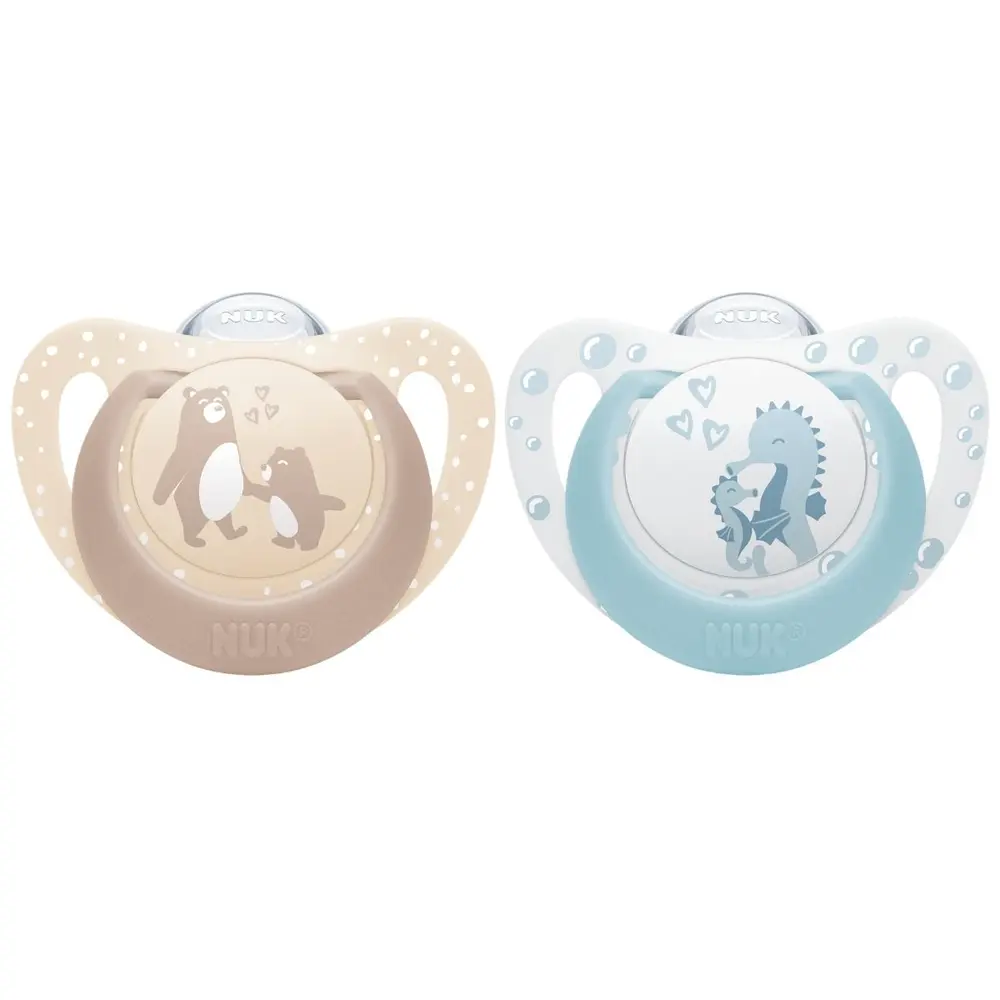 Nuk Sutter - 2-pak - First Choice - Bear/Seahorse - Beige/Blå