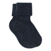 Uld Ankelstrømpe  Rib - Dark Denim Melange