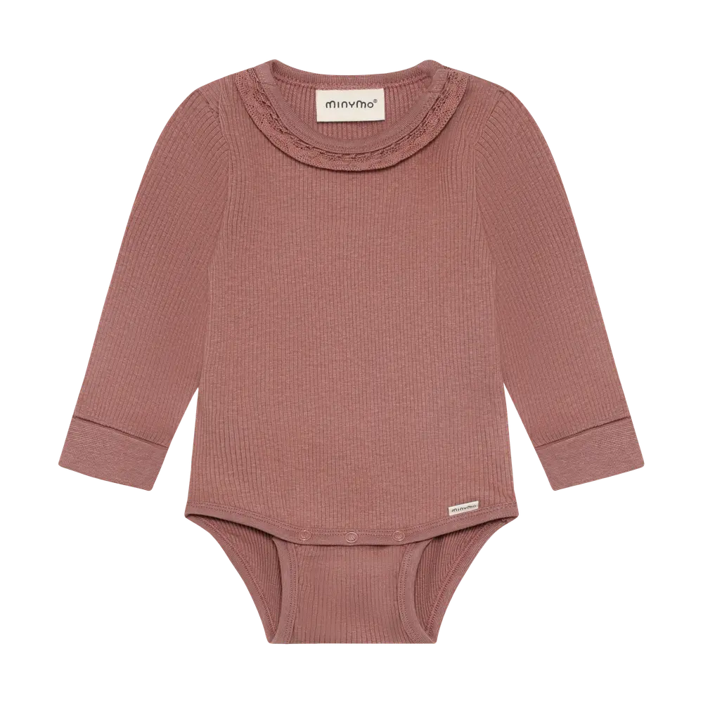 Minymo Langærmet Rib Body - Burlwood - 74