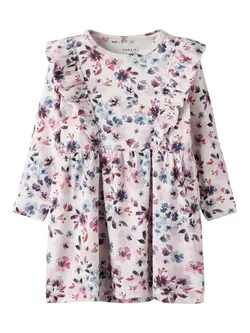 NAME IT Langærmet Flæse Kjole Kayla Calcite