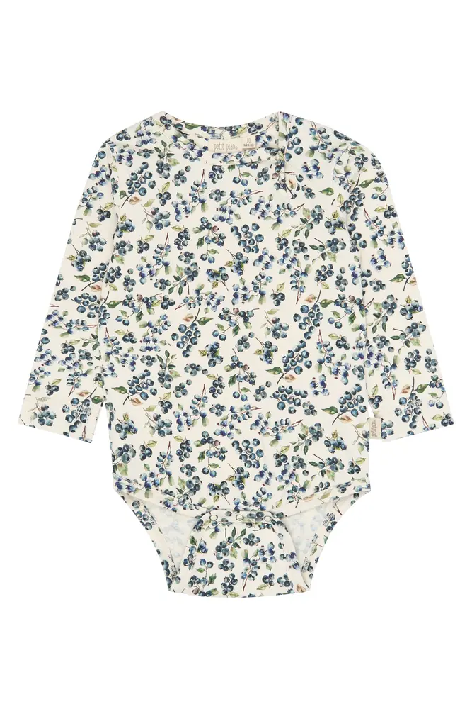 Petit Piao Star Langærmet Body - Eggnog Blueberry  - 56 CM