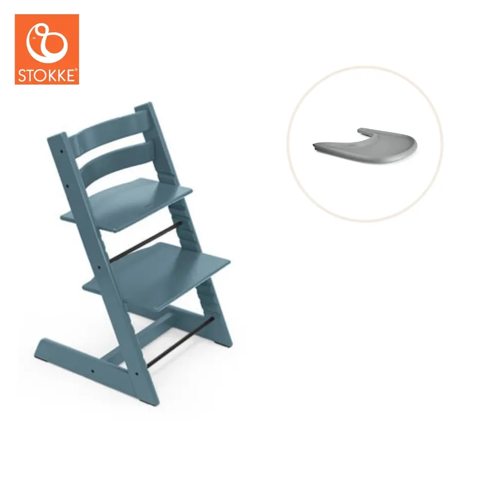 product-Højstol inkl. tray - fjord blå/grå