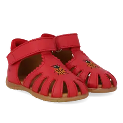 Angulus Begyndersandal Rød Med Mariehønebroderi Og Velcro - Str. 22