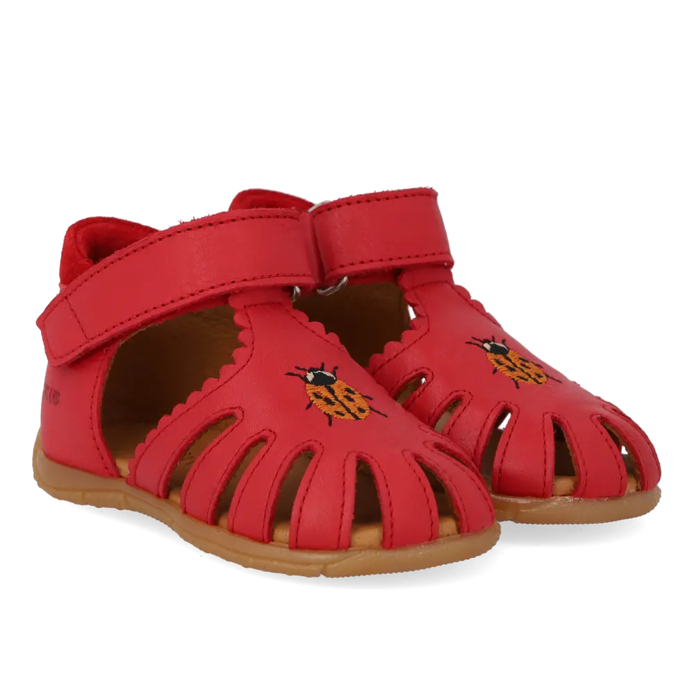 Begynder Sandal m. Broderi - Red/Red - 20