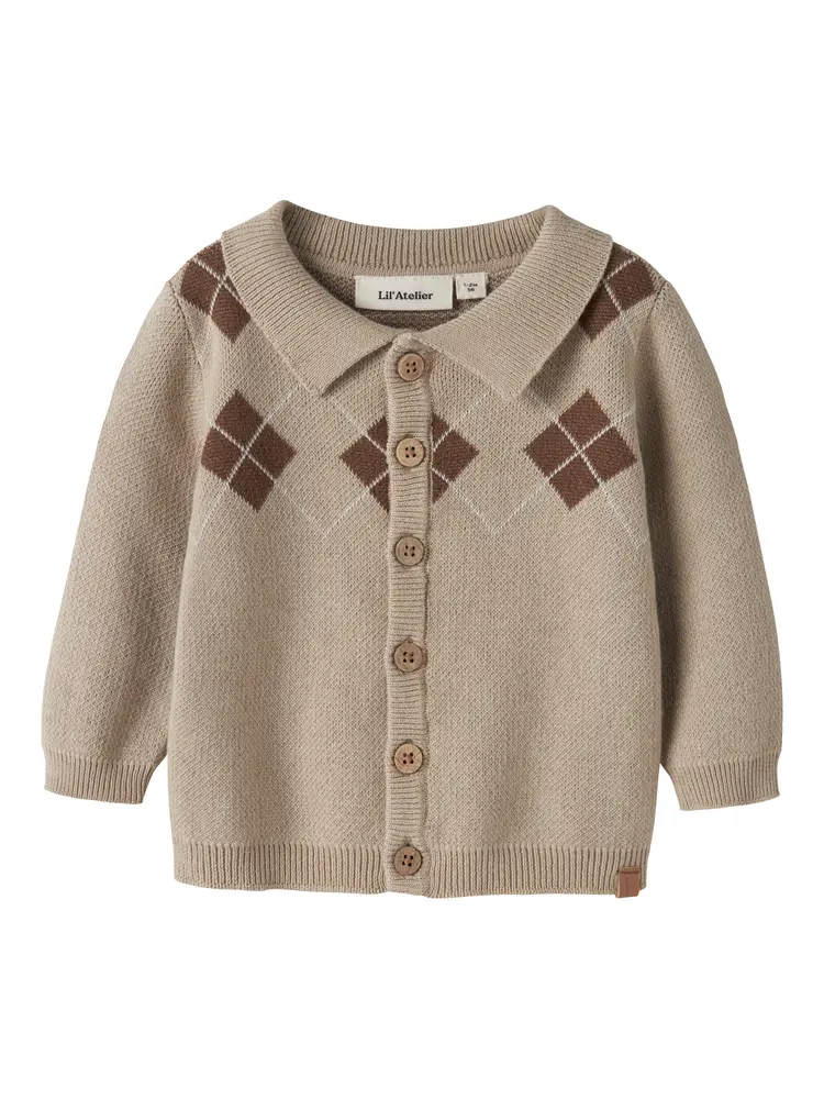 Lil' Atelier Ronan Polo Cardigan - White Pepper - 74