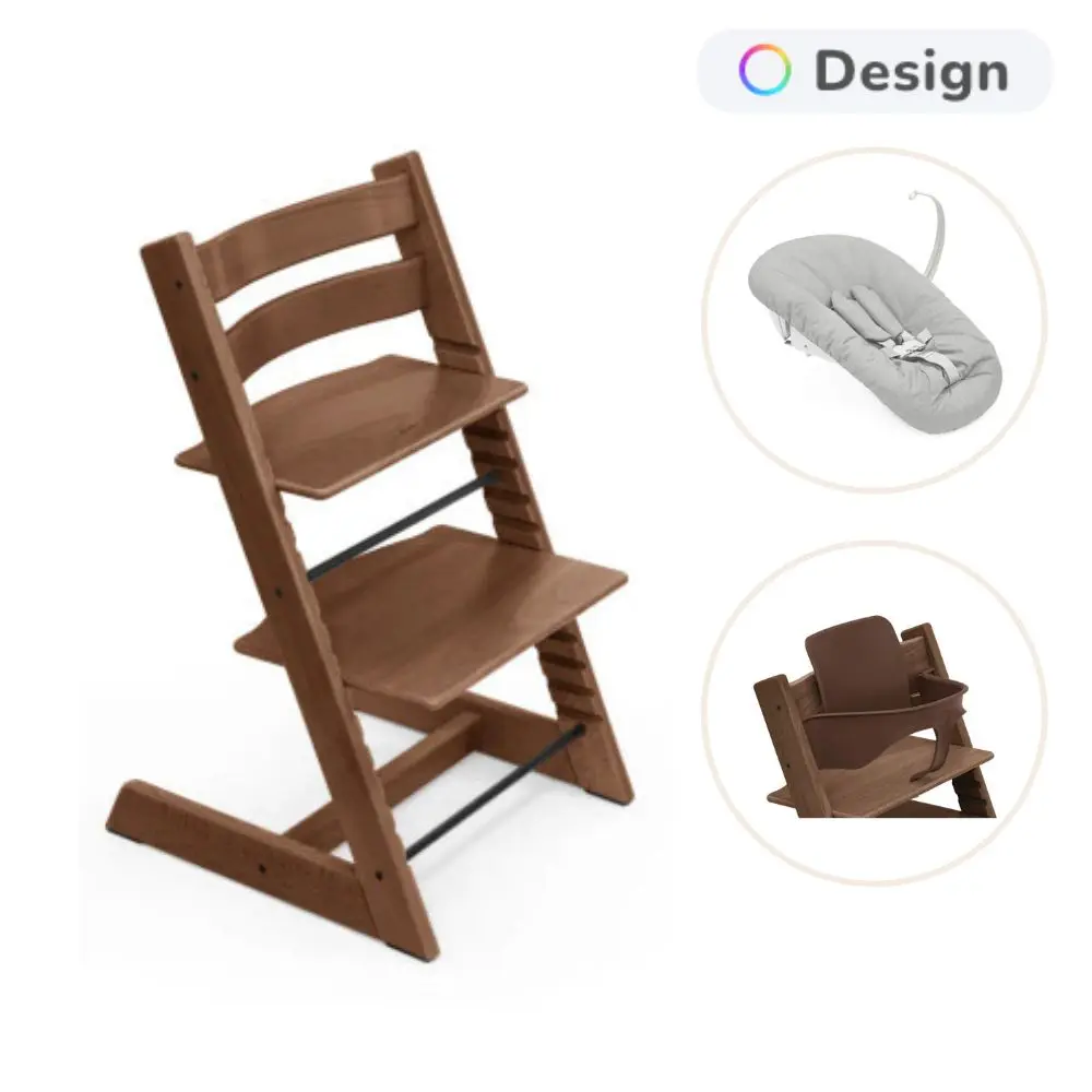 Tripp Trapp Højstol Bøg Inkl. Newborn Sæt Og Babysæt - Warm Brown
