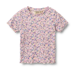 Wheat T-shirt - Rib - Alicia - Pink Blue Flowers