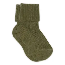 Baby rib ankelstrømpe - Olivine - 17/18