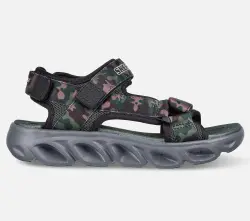 Skechers Sandal Sort/oliven Med Camouflage Og Blinklys - Str. 28
