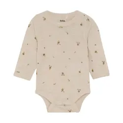 Uld Langærmet Body m. Print - Sandshell - 90