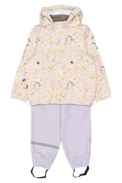 Mikk-line Regnsæt Lilla Og Creme Hvid Med Sommerfugleprint - Str. 2y 92cm