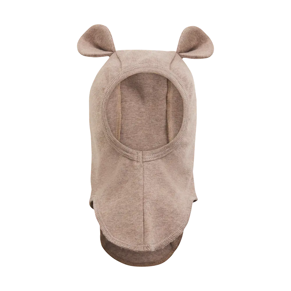 Elefanthue m. Ører Bomuldsrib - Savannah Melange - 3-6 MDR.