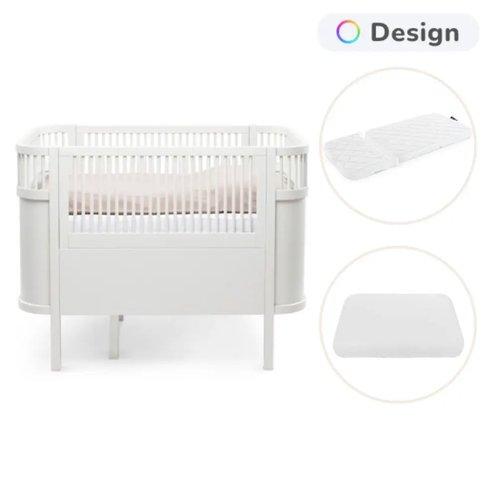 Sebra Baby & Jr. Seng Med Madras Og Lagen - Classic White